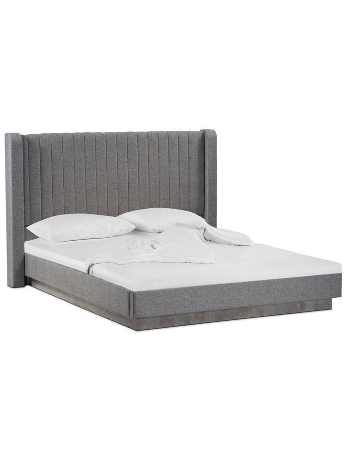 Кровать двуспальная Tulip с ПМ 160х200 метрополитан грей / белая матовая