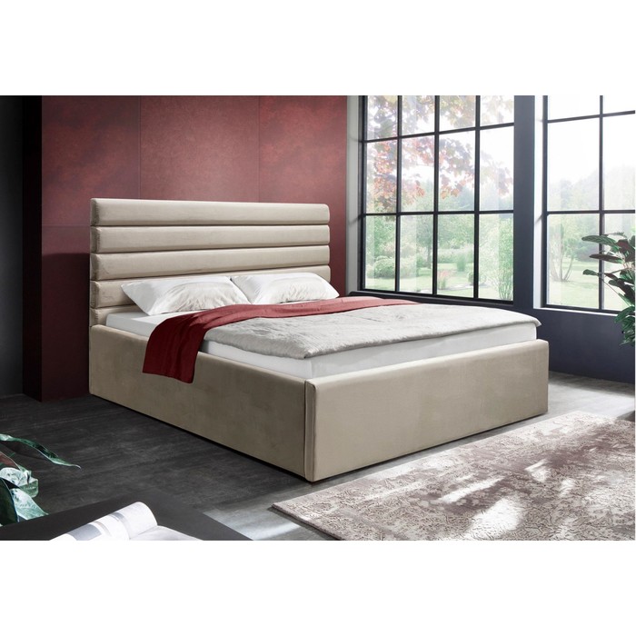 Кровать двуспальная «Фрейм Модерн», с подъёмным механизмом, 1400×2000 мм, велюр vivaldi, цвет бежевый