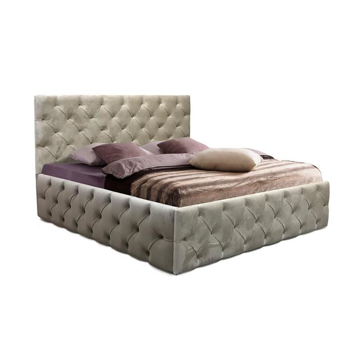 Кровать двуспальная «ФРЕЙМ», с подъёмным механизмом, 1400×2000 мм, велюр, цвет бежевый